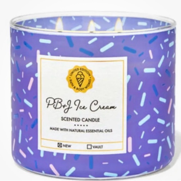 Bath & Body Works PB&J Ice Cream 3-wick candle Limited Edition *Sold out at BBW* - Picture 10 of 10